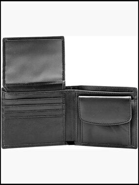 Genuine Leather Bifold Wallet RFID Blocking Zipper Coin Pocket Vintage